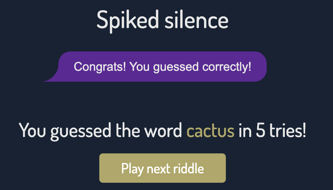 Word game - guessed word
